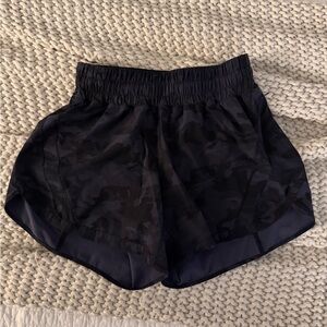 lululemon Track That High Rise 5” Black Camo Shorts